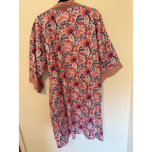 Vintage-Style Floral Cotton Kimono Robe – Size 12 - Picture 5 of 6